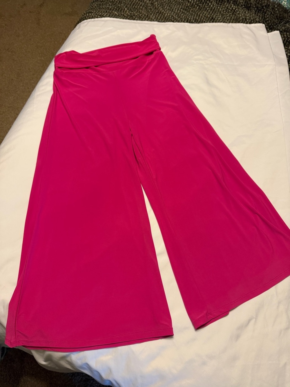 Wide Leg Pull-On Pants in Hot Pink